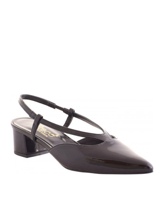 Leder Pumps mit flachem Absatz Schwarz
