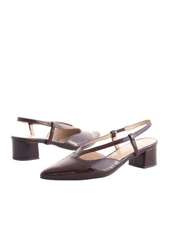 Leder Pumps mit flachem Absatz Burgundisch