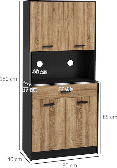 Unterschrank für Ofen Black 80x40x180cm
