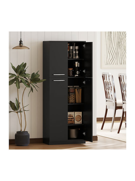 Floor Cabinet Black Wood 59x31x155cm