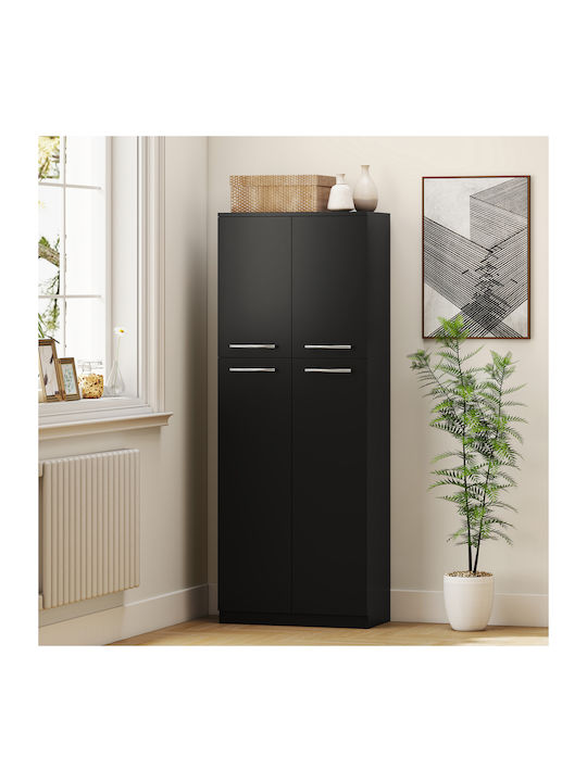 Floor Cabinet Black Wood 59x31x155cm