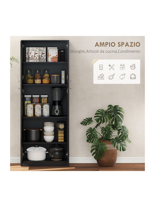 Floor Cabinet Black Wood 59x31x155cm