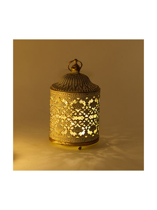 Metallic Lantern White 7.5x7.5x13.5cm