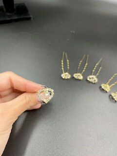 Bridal Set 6 Pieces Hair Pins Wire Heart Shape Silver or Gold Tessa