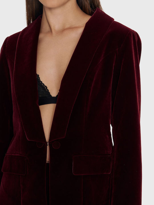 ALE - The Non Usual Casual Damen Samt Mittellang Blazer Red