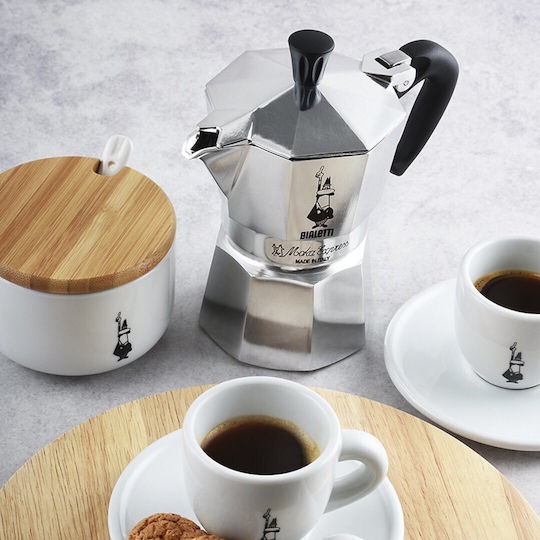 Bialetti Stovetop Espresso Pot for 3 Cups Inox Black