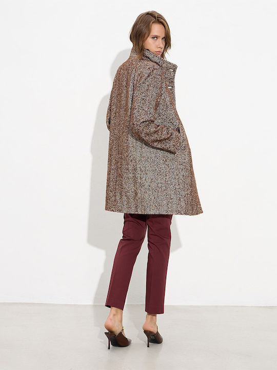Women's Brown Coat with Buttons
