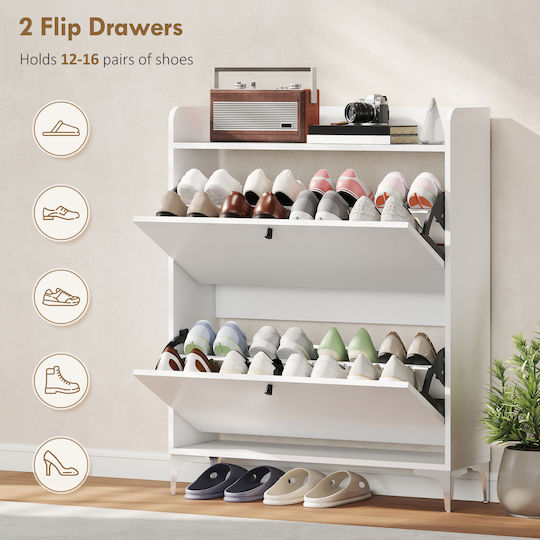 Metallic Shoe Organizer White 80x24x101cm