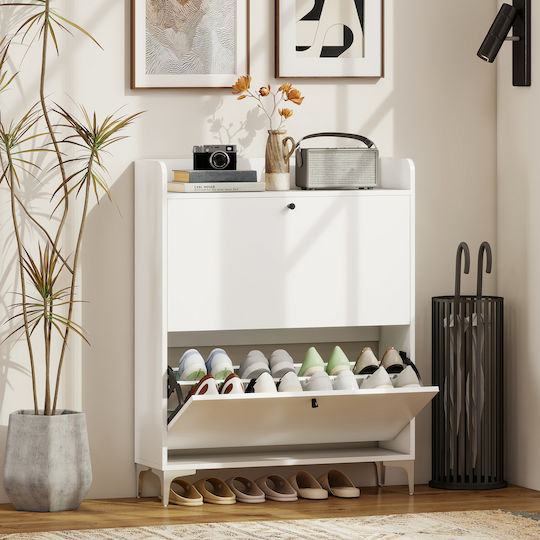 Metallic Shoe Organizer White 80x24x101cm