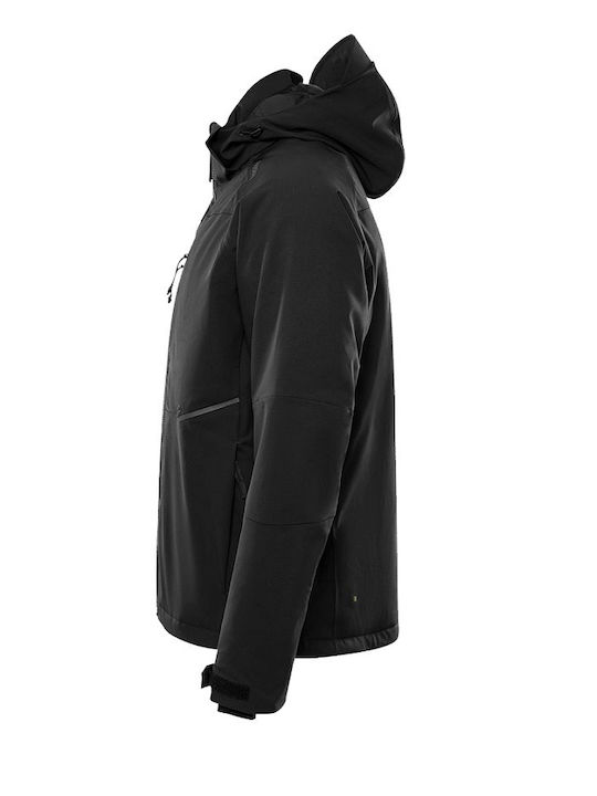 Adiavroxo (Work Aprons & Sleeves) Work Jacket Reflective Cold with Fleece Lining and Detachable Hood Black
