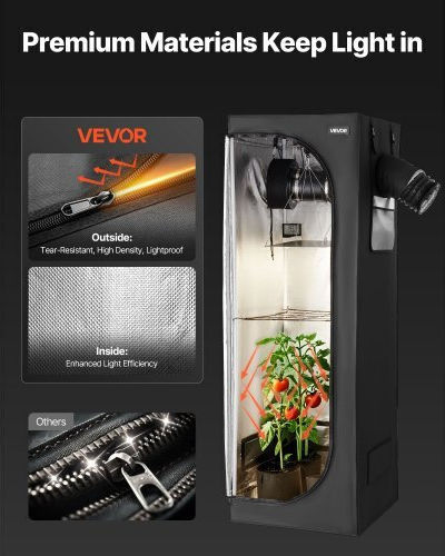 Vevor Σετ Καλλιέργειας Εσωτερικών Χώρων 60 X 60 X 180 Cm Πλήρες Φάσμα Led Φωτισμό & Σύστημα Αερισμού Zptztzzp6060m1l1h001v2