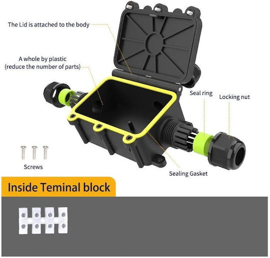 Waterproof Junction Box IP68 2 Cable Glands