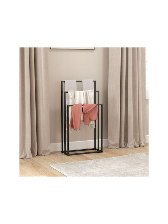HomCom Triple Wall-Mounted Bathroom Rail ​45x21.5cm Inox Black