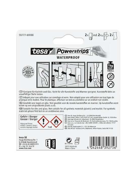 Tesa Single Wall-Mounted Bathroom Hook Inox Gray