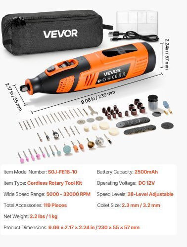 Vevor BCGXZGJTJWSDF82RW001V9 Rotativ Multifuncțional electric 12V cu control de viteză