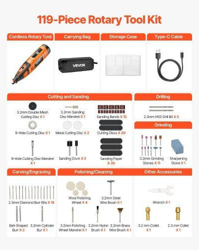 Vevor BCGXZGJTJWSDF82RW001V9 Rotativ Multifuncțional electric 12V cu control de viteză