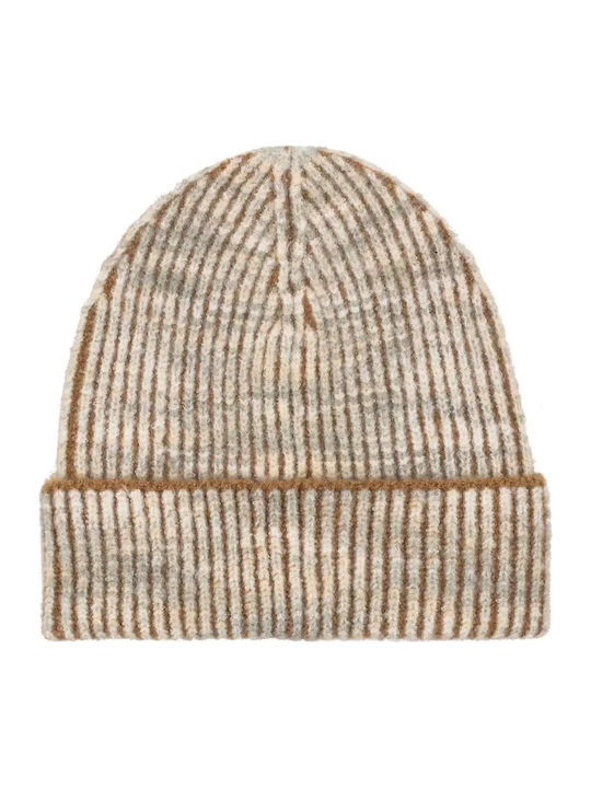 Beanie Unisex Beanie with Rib Knit in Brown color