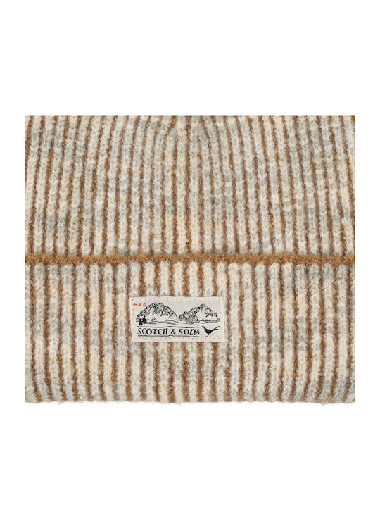 Beanie Unisex Beanie with Rib Knit in Brown color
