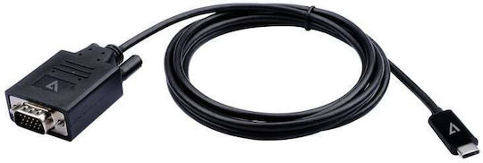 V7 USB 2.0 Cable USB-C male - VGA Μαύρο 2m V7UCVGA-2M