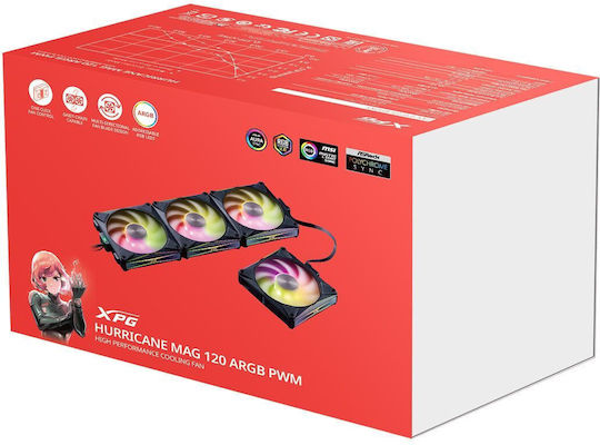 Adata Hurricane MAG 120 Case Fan with ARGB Lighting 4pcs