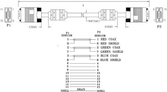 Art Cable VGA male - VGA male 3m (AL-OEM-2A)