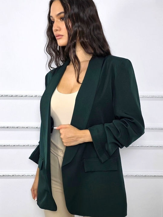 Long Women's Blazer Dark Green