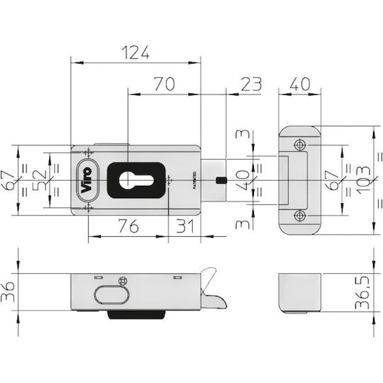 Viro Electric Lock V06 Strike Horizontal Installation Nickel Matte