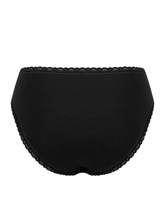 24/7 Tai Βαμβακερά Дамско Слип 3Pack с дантела Черни