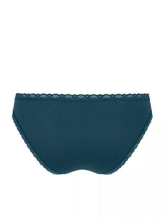 24/7 Weekend Tanga Βαμβακερά Women's Slip 3Pack with Lace Blue / Ciel / Black