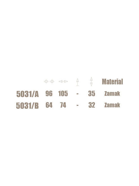 Λαβή Επίπλου Χούφτα Σειρά 5031 Ασημί Giusti 74mm #5031/0b-ar