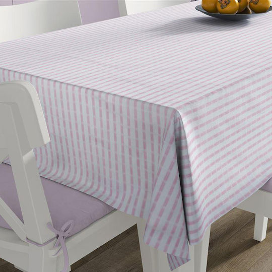 Dimcol Τραπεζομάντηλο Βαμβακερό Pink 140 White-pink 140x140εκ.