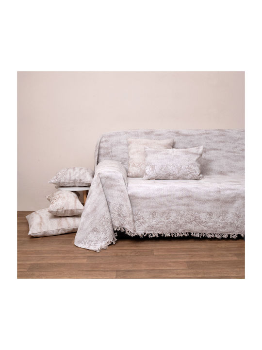 Viopros Four-Seater Sofa Throw Jacquard 180x320cm Beige