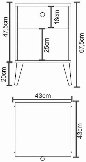 Нощно Шкафче Amari Дървено Бежово 43x43x67.5см