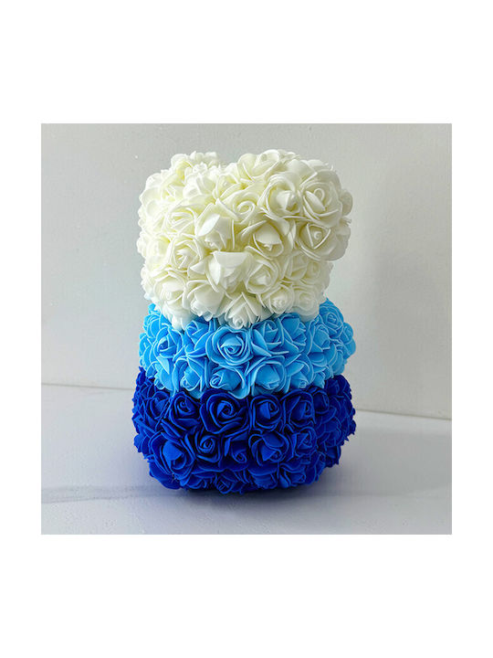 Blumen Teddybär Regenbogen Handgemachte Schaumrosen 25 Cm In Geschenkbox Blau
