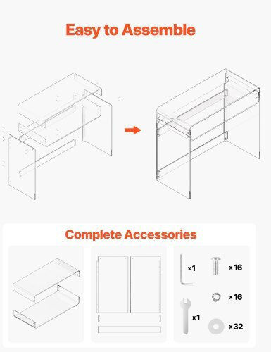 Бюро Стъклено Прозрачно 85x40x75см