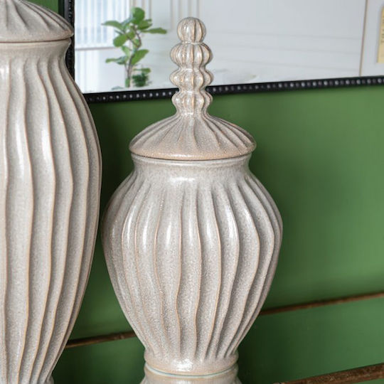 Artekko Διακοσμητικό Βάζο Κεραμικό Akali Μπεζ Φ25.5xΥ48cm