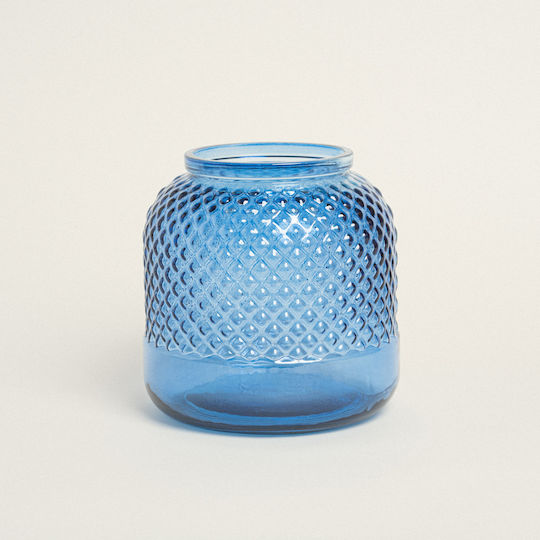 Βαζο Αναγλυφο 19 X 19 Cm Τυρκουάζ Beauty Home
