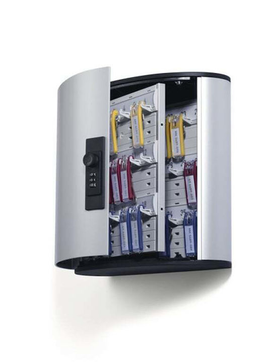Durable Wall-mounted Combination Key Holder Metallic with Combination Dial 48 Hooks 30.2x11.8x40cm