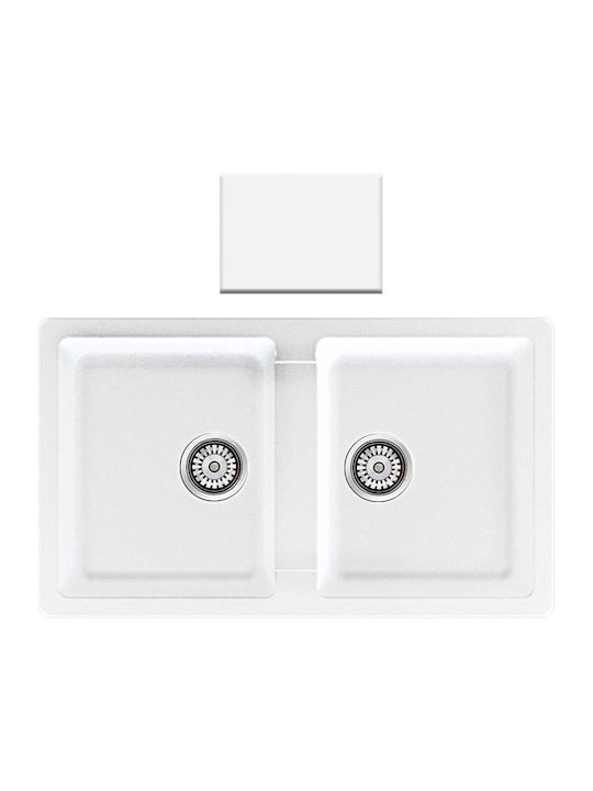 Sanitec Classic Drop-In Spüle aus Verbundgranulat B86xT50cm White
