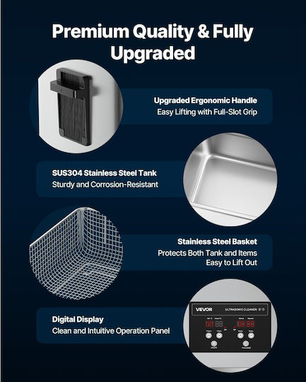 Vevor Curățător Ultrasonic 30lt Inox Cu Temporizator Mecanic