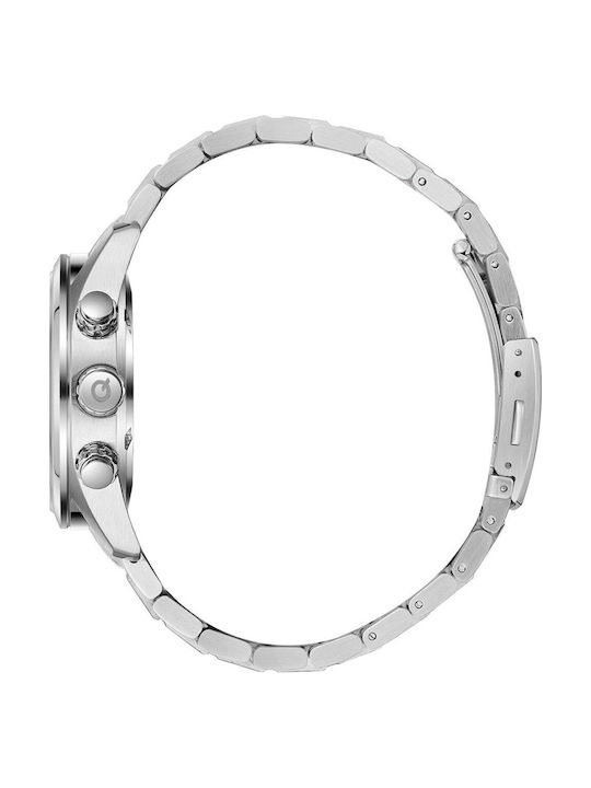 Quantum Adrenaline Dual Time Ανδρικό Ρολόι Μπαταρίας με Ασημί Μεταλλικό Μπρασελέ