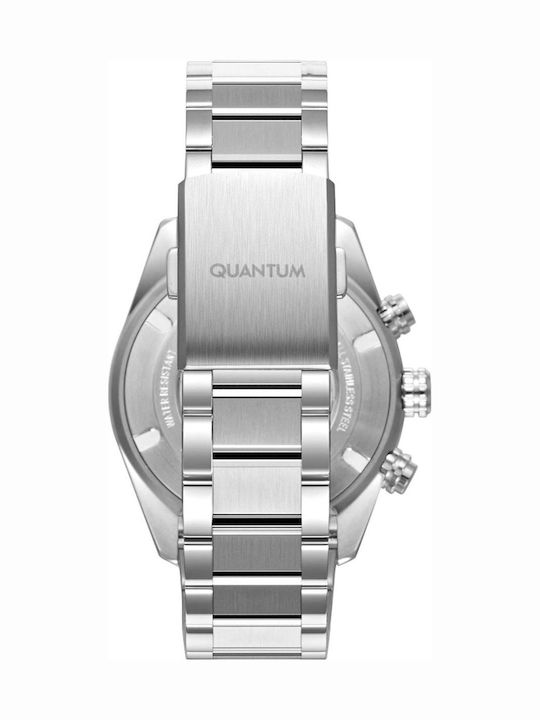 Quantum Adrenaline Dual Time Ανδρικό Ρολόι Μπαταρίας με Ασημί Μεταλλικό Μπρασελέ