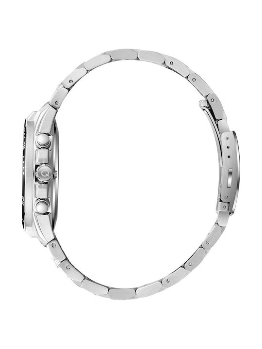 Quantum Dual Time Men's Watch 43mm Battery with Silver Metal Bracelet