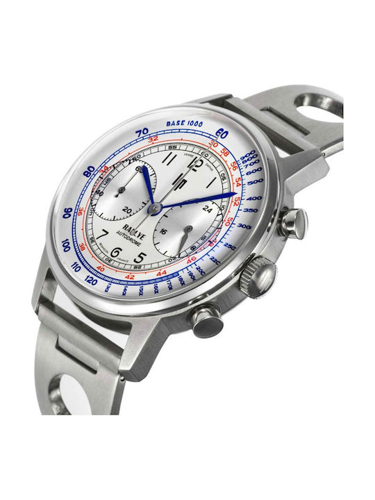 Lip Watches Rallye Men's Watch Chronograph Battery with Silver Metal Bracelet
