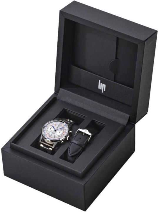 Lip Watches Rallye Men's Watch Chronograph Battery with Silver Metal Bracelet