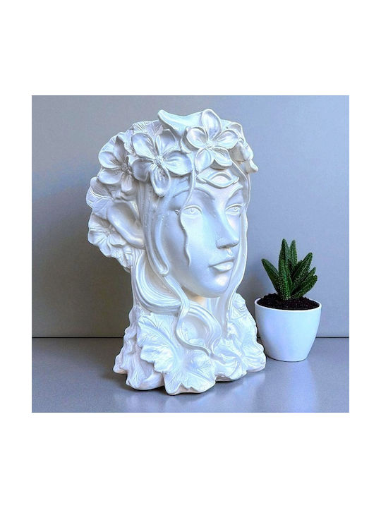 Velve Vază Decorativă Ceramică Alb 33x18x33cm 1buc