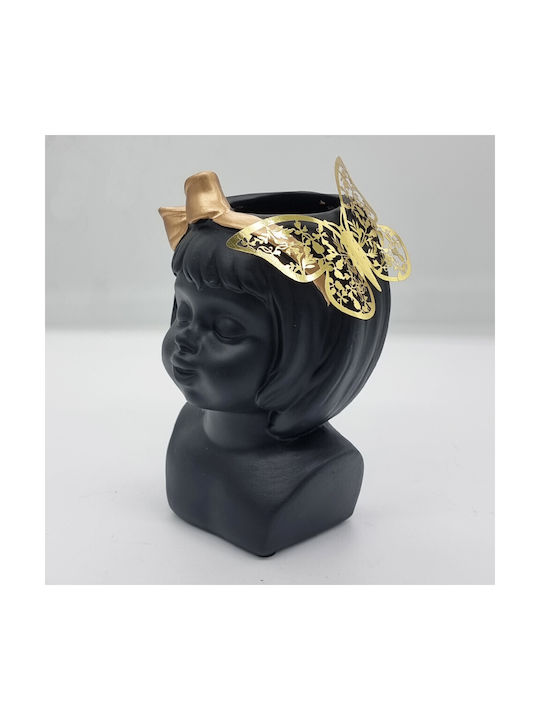 Velve Vază Decorativă Ceramică Negru 14x21cm 1buc