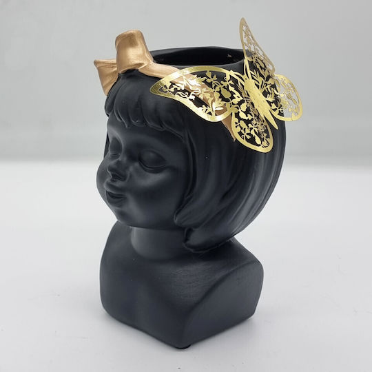 Velve Vază Decorativă Ceramică Negru 14x21cm 1buc