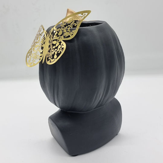 Velve Vază Decorativă Ceramică Negru 14x21cm 1buc
