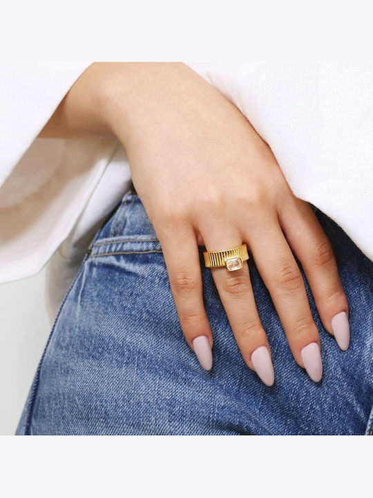 Anartxy Ring with Zircon made of Steel